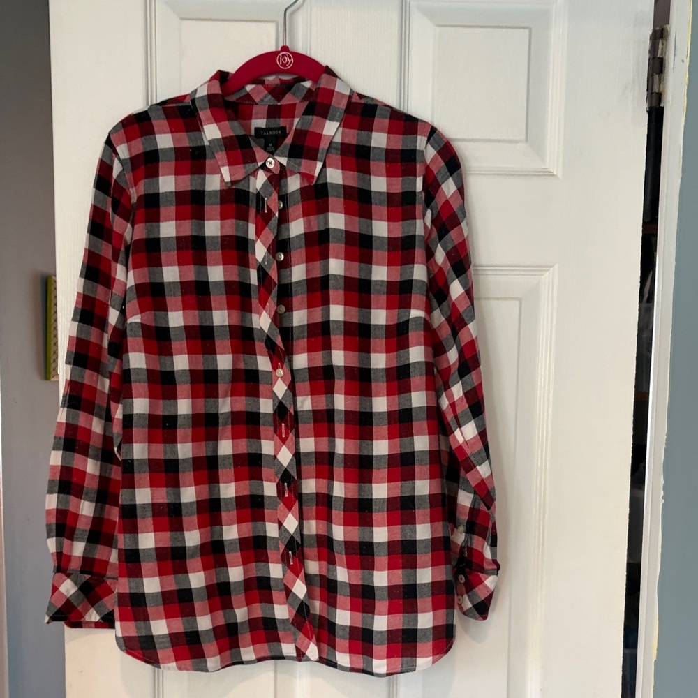 Talbots Red and Black Plaid Shirt